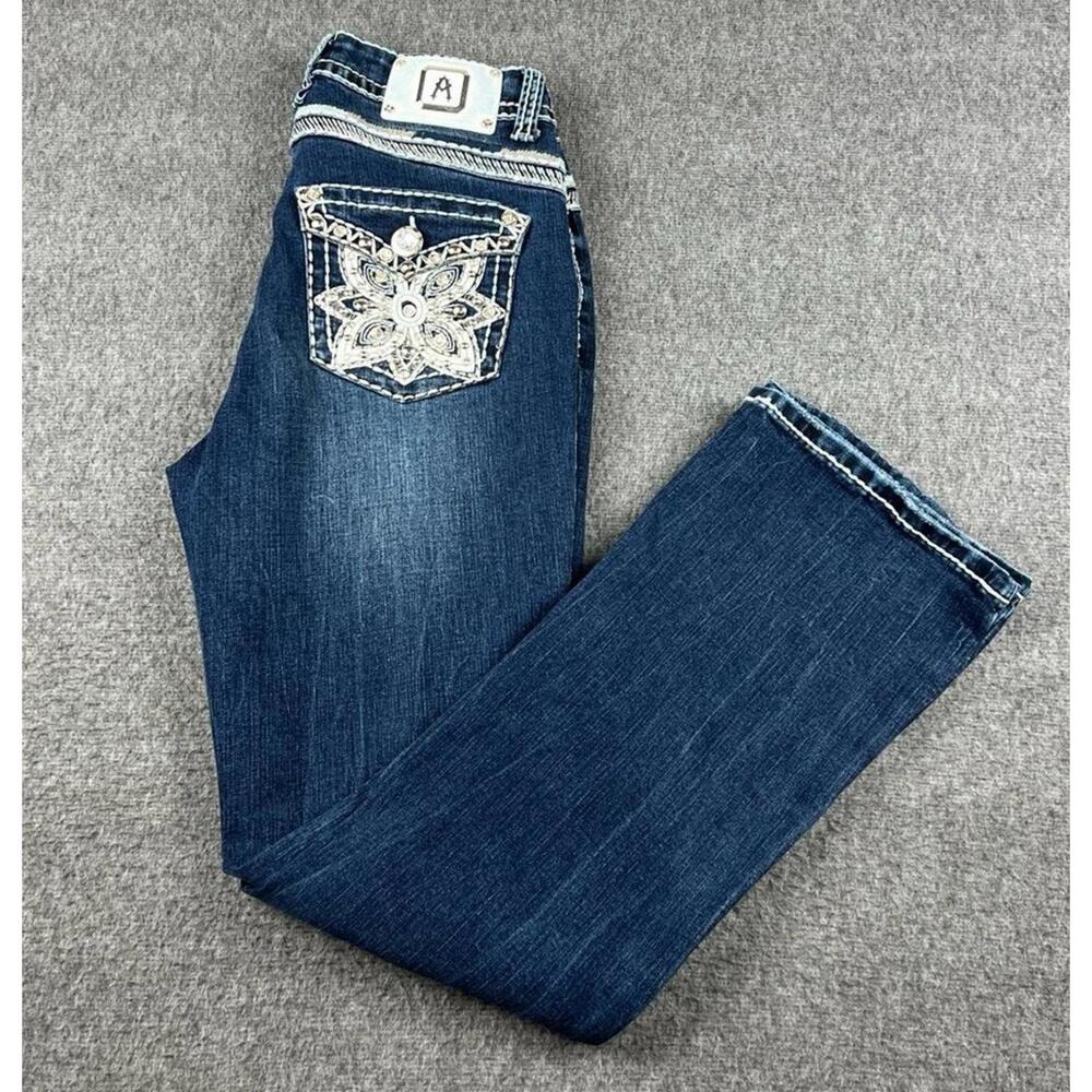 Answer Me 9 Western Stone Rhinestone Jeans Womens Sz 28